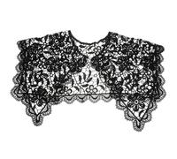 SOIMISS Col en tulle noir - Col décoratif léger pour femme avec bouton de perles - Insert en dentelle pour chemisier et robe - Idéal pour le quotidien, le bureau, le mariage - Col châle pour robe