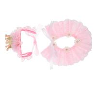 SOIMISS Collier d'anniversaire en Dentelle pour Chat et Petit Chien, Ensemble 2 Pièces Écharpe Rose et Couronne de Princesse, Décoration Festive pour Fêtes et Séances Photo Animaux