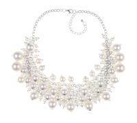 SOIMISS Collier de Perles Blanc Pendentif en Plastique Chic, Accessoire Délicat en Alliage pour Occasions Spéciales et Performances