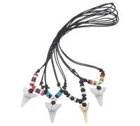 SOIMISS Collier de Surfeur Requin 4 Pendentifs Dents de Requin en Acrylique et Bois, Cordon Réglable Résistant pour Hommes Amateurs de Surf en Été