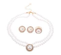 SOIMISS Collier et Boucles Oreilles Perles Imitation Ensemble de Bijoux Vintage pour Femmes Assortiment de Mariage