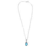SOIMISS Collier Femme Pendentif en Pierre Précieuse Bleu Ciel de Goutte d'Eau Alliage Plaqué sans Nickel ni Plomb Chaîne Croix Incluse Présent pour Mariage et Fête