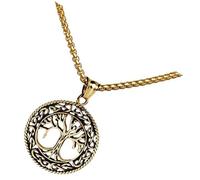 SOIMISS Collier Pendentif Arbre de Vie Unisexe en Acier Titane Doré Chaîne de Cou Délicate et Perles, Bijou Familial Symbole de Croissance et Énergie Positive, Présent pour Homme et Femme