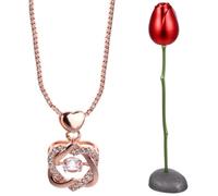 SOIMISS Collier Pendentif Cœur en Rose Doré Fleur Éternelle - Lot de 2 Colliers pour Décoration du Cou Coffret Saint-Valentin Accessoire Bijouterie Romantique et Élégant