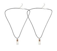 SOIMISS Collier Pendentif Religieux 2 Flacons en Verre Contenant Graines de Moutarde Cordon en Cuir PU Noir Bijou Breloque Unisexe Léger pour Présent Femme Homme Occasions Spirituelles