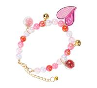 SOIMISS Collier Réglable pour Animaux de Compagnie en Perles Collier Décoratif pour Chaton et Chien Taille L 40Cm 7Cm Couleur Rose Pêche Pendentif Cœur Accessoire Élégant pour Fêtes
