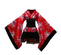 SOIMISS Costume Cosplay Femme Manga Kimono Court Costume Adulte Kimono Japonaise Femme Polyester Yukata V- Cou Kimono Fête Cosplay Tenue M (Rouge)