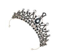 SOIMISS Couronne de Mariage en Cristal Noir Baroque Couronne Rétro Luxueuse pour Mariée Accessoire de Tête Vintage Élégant pour Fête et Cérémonie 1 Pièce