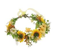 SOIMISS Couronne de Tournesols et Marguerites pour Cheveux Bandeau Floral Feuilles Vertes Synthétiques Serrage-Tête Léger et Confortable pour Festival Mariage et Tenue Champêtre