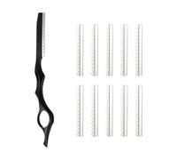 SOIMISS Couteau à Effiler Cheveux Professionnel 1 Support 10 Lames Inoxydables Tranchantes Kit Rasoir Coiffure Usage Salon et Domicile Outils Coupe Cheveux