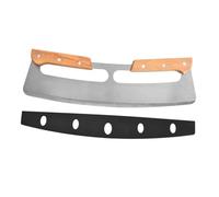 SOIMISS Couteau à Pizza Inox avec Double Manche Bois Antidérapant Ustensile de Cuisine pour Trancheuse Pizza Maison et Professionnelle
