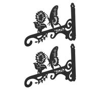 SOIMISS Crochets Muraux en Métal Noir Résistants la Rouille pour Suspensions de Plantes et Carillons, 2 Pièces, Design sur Fleur, Décoration Intérieure et Jardin