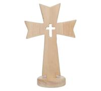 SOIMISS Croix en Bois Sculptée la Main, Décoration Flexible Beige pour Table de Noël, Centre de Table Vintage en Bois Naturel, pour Familles Catholiques