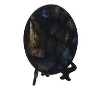 SOIMISS Décor Pierre Labradorite Disque Rond avec Support Ornement pour Collection et Décoration Intérieure