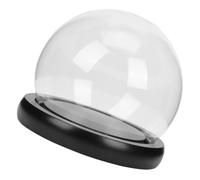 SOIMISS Dôme en Verre Sphérique Transparent 10 CM avec Socle en Bois Foncé Dôme Anti-Poussière pour Fleurs Éternelles Objets de Collection et Décoration Intérieure