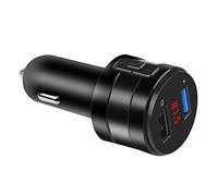 SOIMISS Émetteur FM Voiture 5.0 Lecteur Mp3 Double USB Charge Rapide Mains Kit Auto Compatible Allume-Cigare Audio Stéréo Noir pour Conduite Sécurisée