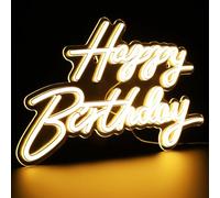 SOIMISS Enseigne Lumineuse en Plastique Blanc Joyeux Anniversaire Légère Éclairage LED Chaud pour Décoration Murale et Événements Festifs
