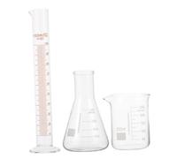 SOIMISS Ensemble D’outils de Laboratoire en Verre Borosilicaté - Bécher 250 Ml, Fiole Conique 250 Ml et Cylindre Gradué 100 Ml - Tasse à Mesurer Graduée Résistante aux Produits Chimiques,