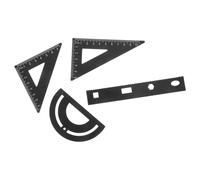 SOIMISS Ensemble de Règles Métalliques Noir 4 Pièces Règle Plate Rapporteur et Plaque Triangulaire pour Dessin Géométrique Scolaire Portable et Pratique pour Étudiants