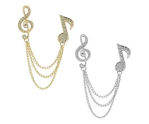 SOIMISS Épingle à Cravate pour Hommes en Alliage Chaînes de Col Musical Note Broche Créative et Élégante, Badge Paquet Accroche-regard, Lot de 2 Pièces pour Costume