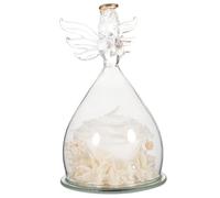 SOIMISS Éternelle Fleur sous Cloche en Verre avec Ange Décoratif Blanc Fleur Immortelle Compacte pour Décoration Artisanale Romantique Présent Saint-Valentin pour Intérieur Festival et