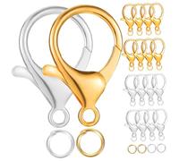 SOIMISS Fermoirs Mousquetons Bijoux 100 Pièces or Argenté, Accessoire Fabrication Bijoux, Matériel Collier Diy, Anneaux Ouverts, Kit Polyvalent Pour Création Artisanale
