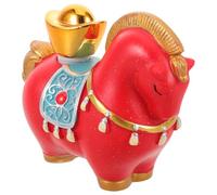 SOIMISS Figurine de Cheval du Nouvel an Lunaire 2026 en Résine Rouge Yuanbao Rotatif, Décoration de Statue de Cheval Feng Shui pour Bureau, Ornement Compact et Solide pour Espace