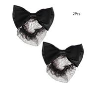 SOIMISS Filets à Chignon Élastiques Nœud 2 Pièces Taille Unique Noirs Coiffure Professionnelle Bureau Femme Cheveux Longs