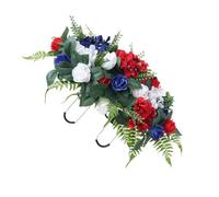 SOIMISS Fleurs Artificielles pour Tombeaux Décoration de Tombale Résistante Aux Intempéries Fleurs de Extérieures Légères et Faciles à Installer Rose Rouge Blanc