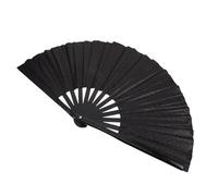 SOIMISS Grand Éventail Pliable Noir Pailleté pour Danse Ligne Éventail à Main Portable et Lumineux pour Festivals EDM Fêtes et Spectacles