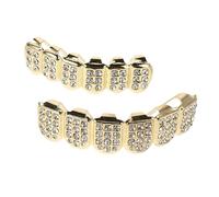 SOIMISS Grillz Hip-hop Métal Doré Faux Appareil Brillant Déguisement pour Halloween et Photos de Rue