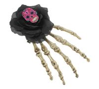 SOIMISS Halloween Skeleton Hand Hair Clip Goth Floral Hair Accessory For Women Unique Exaggerated Design For Halloween Parties And Cosplay Comfortable Plastic And Cloth Material