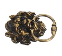 SOIMISS Heurtoir de Porte Décoratif Tête de Lionceau en Alliage de Zinc, Anneau Grand Format Bronze Antique Vert, Style Chinois Ancien, Heurtoir D'entrée Robuste pour Portes et Armoires,