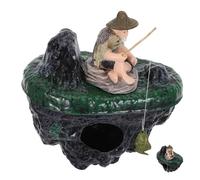SOIMISS Île Flottante Figurine Asiatique Zen Décorative en ABS Vert pour Aquarium avec Effet Flottant Entretien Facile de Pêcheur pour Paysage Aquatique