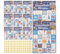 SOIMISS Jeu de Bingo Hanoucca 24 Joueurs Cartes en Papier Bleu Coffret Fête Hanoukka Jeu de Cartes Interactif pour Soirée Familiale et Animation Sociale