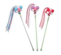 SOIMISS Jouets pour Chats Peluche 3pcs Bâton Excitateur Bleu et Pourpre Balles et Pompons pour Exercice et Renforcement du Lien Entre Chaton et Propriétaire