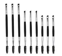 SOIMISS Kit de 9 Pinceaux à Sourcils Double Embout en Bois Brosse Biseautée et Goupillon Doux pour Dessiner Remplir et Discipliner les Sourcils Outil Professionnel Compact pour