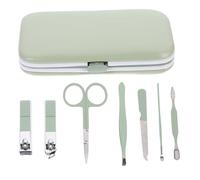 SOIMISS Kit de Manucure et Pédicure 7 Pièces Taille Standard en Acier Inoxydable Vert Matcha pour Femmes Soins des Ongles à Domicile Voyage Trousse Portable