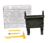 SOIMISS Kit Fouille Pédagogique Éducatif Bronze pour Garçon Fille Jeu Exploration Archéologique avec Outils Excavation Développement Motricité Fine et Passion Scientifique