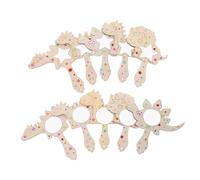 SOIMISS Kit Miroirs en Bois pour Garçon Et Filles 12 Pièces, Miroirs à Main Princesse Et Dinosaures, Taille Standard, Bois Naturel, Bricolage Créatif pour Fêtes Et Décoration Chambre Fille