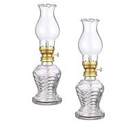 SOIMISS Lampe à Pétrole Vintage en Verre Transparent Lot de 2 Lampes à Décoratives Design Queue de Petite Lanterne Portable Résistante aux Intempéries pour Éclairage D’Appoint