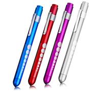 SOIMISS Lampe-Stylo Médicale en Alliage D'aluminium Légère Et Compacte pour Infirmières Clip, Lot De 4 Couleurs Blanches Rouge, Violet, Argenté, Bleu, Utilisation Hôpital Et Diagnostic Professionnel