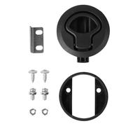 SOIMISS Loquet de Trappe Marine Encastré à Poignée Ronde, Verrou de Porte d'Armoire pour Camping-Car et Bateau, Installation Simple, Finition Noire, Haute Résistance, de Pont
