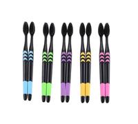 SOIMISS Lot de 10 Brosses à Dents en Charbon de Bambou Poils Souples et Manche Antidérapant pour Soins Personnels Confortables Couleur Aléatoire