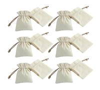 SOIMISS Lot de 12 Pochettes à Cordon en Coton et Lin 7X9 CM Paquet de Rangement Réutilisables pour Bijoux Présents Mariage Pochettes à Bijoux Naturelles et Pratiques pour Voyage et
