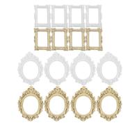 SOIMISS Lot de 16 Mini Cadres Baroques Vintage en Plastique, Petits Cadres Photo Scrapbooking pour Décoration de Coque de Téléphone Portable, Tailles Petites, Couleurs Perle Or