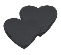 SOIMISS Lot de 2 Assiettes à Dessert Forme Cœur 20x20 Cm en Ardoise Naturelle Noire, Assiettes de Service Multifonction pour Buffet et Présentation, Plaque Isolante Résistante la Chaleur