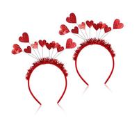 SOIMISS Lot De 2 Bandeaux Cheveux Paillettes De Cœur 9 Cœurs Rouge Taille Unique Accessoire Coiffure Fête Saint-valentin Mariage Party