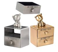 SOIMISS Lot de 2 Boîtes à Dents de Lait en Métal Doré et Argenté Boîte de Rangement pour Première Dent Souvenir d'Enfance Garçon et Fille Conservation Précieuse