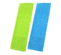 SOIMISS Lot De 2 Lingettes De Nettoyage 40x12cm en Polaire Corail Épaissie, Recharge pour Balai à Franges, Lavables Et Solide, Adaptées Sols Lisses, Usage Maison Et Bureau, Vert Et Bleu